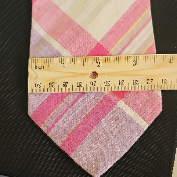 VTG Cotton Madras Plaid Tie Lord & Taylor Label 3.25" x 56" Multicolor Woven - Picture 3 of 7